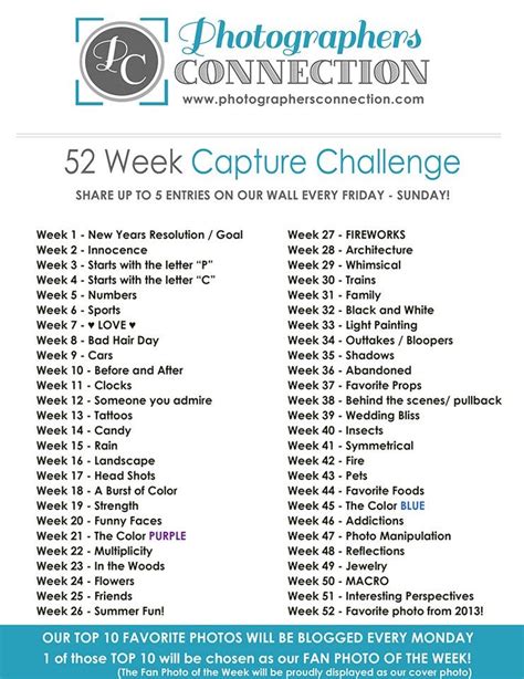 52 Week Capture Challenge Photography Challenge Photo Challenge 365