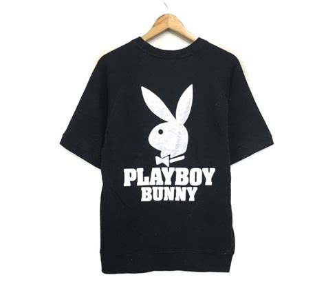 Playboy Crewneck Shorts Sleeve Embroidery Bunny Big Logo Spell Etsy