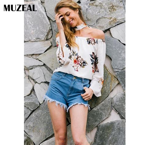 Muzeal Summer Sexy Girls Slash Neck Flare Long Sleeve Blouse Tops Neck Ties Party Night Club