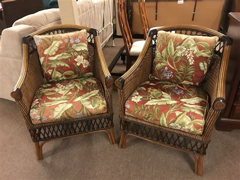 Pair Of Rattan Sunroom Chairs Delmarva Furniture Consignment