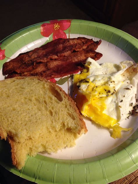 Day 18 Breakfast Fried Egg Turkey Bacon And Wheat Toast Fried Egg Turkey Bacon Breakfast