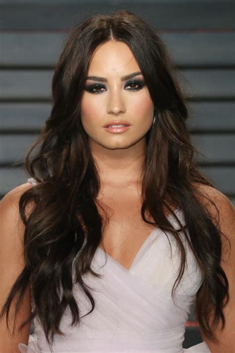 Demi Lovato Wavy Dark Brown Barrel Curls Hairstyle Steal Her Style