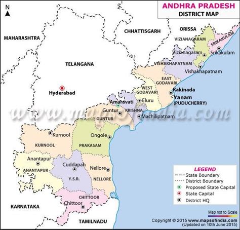 Districts 13 Map Of Andhra Pradesh With Its Capital City Coming Up