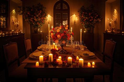 Romantic Dinner For Two With Candlelit Setting And Sumptuous Feast