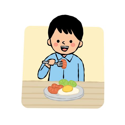 Boy Enjoy Eating Breakfast Egg 6695744 Vector Art At Vecteezy