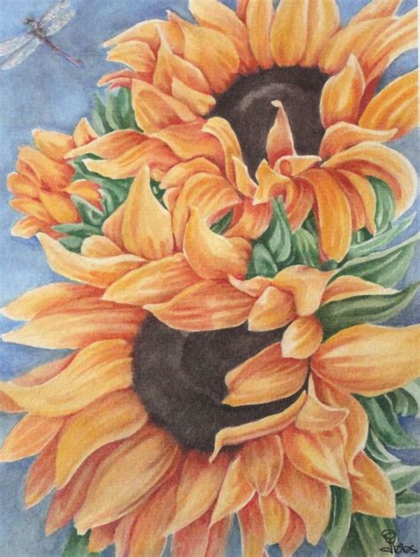 Watercolor Sunflower Sunflower Painting Floral Painting Watercolor