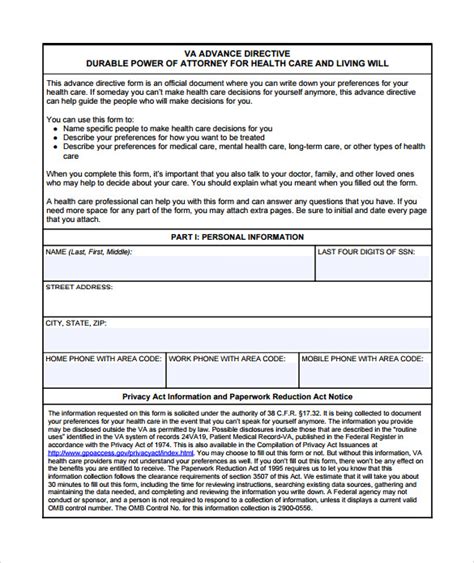 Free Printable Advance Directive Form Printable Form 2024