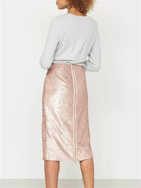 Mint Velvet Blossom Sequin Midi Skirt Light Pink