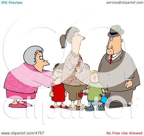 Grandma And Grandpa Standing With Grandchildren And