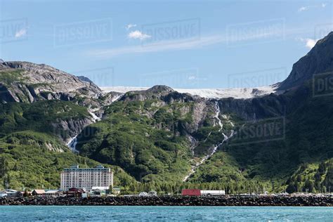 The City Of Whittier And The Begich Towers Seen From The Ocean On A