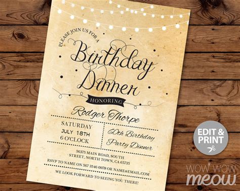 Green and yellow leaves hawaiian party invitation. Elegant BIRTHDAY Dinner Party Invite INSTANT DOWNLOAD Cocktail
