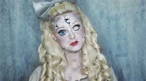 Creepy Broken Doll Makeup Tutorial Halloween Youtube