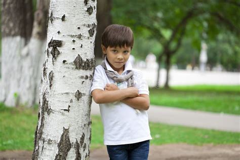 Fashionable Little Boy Outdoor At The Nice Summer Day Stock Photo