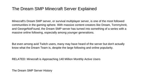 The Dream Smp Minecraft Server Explaineduyqsipdfpdf Docdroid