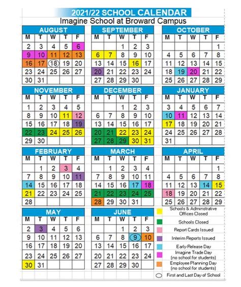 2021 2022 School Year Calendar Imagine School At Broward