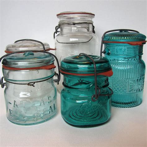 Collection Of 5 Vintage Canning Jars Atlas Ball