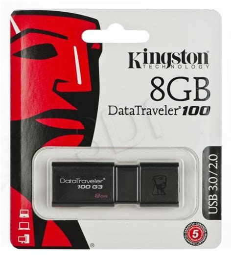 Kingston Flashdrive Datatraveler 100 G3 8gb Usb 30 Czarny Pogotowie