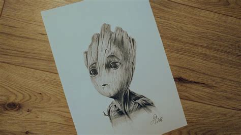 The Almighty Pencil Drawings Pencil Sketch Of Baby Groot