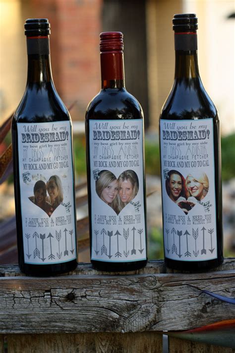 Custom Bridesmaid Wine Bottle Labels Will You Be My Bridesmaid Wedding