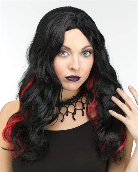Gothic Vampira Wig Vampire Dress Up Halloween Adult Costume Accessory 3