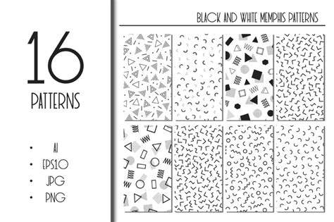 16 Memphis Geometric Patterns Set By Krolja Thehungryjpeg