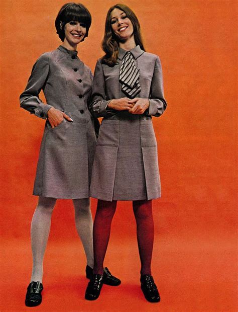 Vogue Uk 1968 Late 60s School Girl Looks Vintage Fashion Style Grey