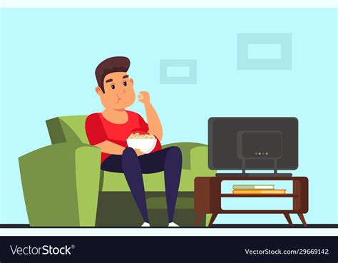 Man Watching Tv Flat Royalty Free Vector Image