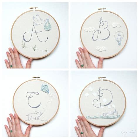Items Similar To Alphabet Nursery Art Embroidery Hoop Set Gender
