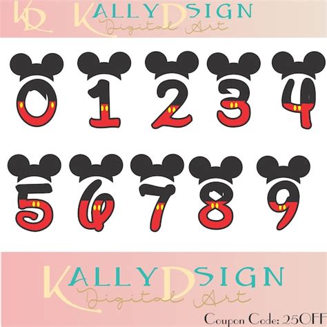 Disney Numbers Mickey Mouse Svg Files For Cricut Etsy