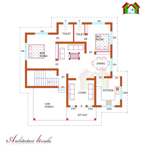 Square Feet Single Storied House Plan Architecture Kerala