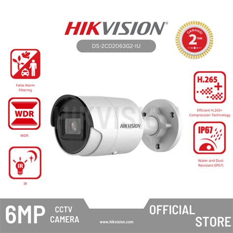 Jual HIKVISION DS 2CD2063G2 IU Camera IP CCTV 6 MP AcuSense Fixed