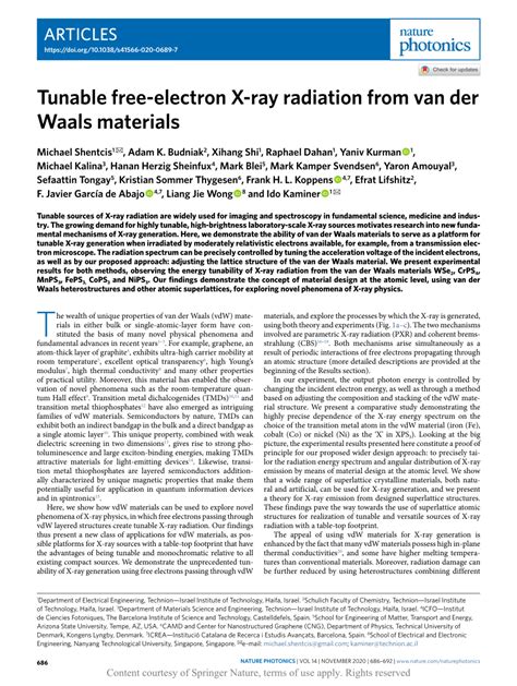 Tunable Free Electron X Ray Radiation From Van Der Waals Materials Request PDF