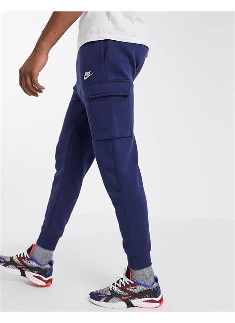 Nike Club Cuffed Cargo Sweatpants In Navy Blue For Men Lyst