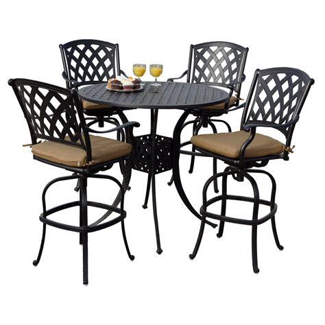 Teraves bar table with solid metal frame,counter height table kitchen bar table for dining room,living room (55.11, black. Outdoor Darlee Ocean View Aluminum 5 Piece Round Bar ...