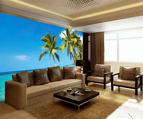 Youman 3d Custom Photo Mural Wallpaper Beach Seaside Coconut Tree