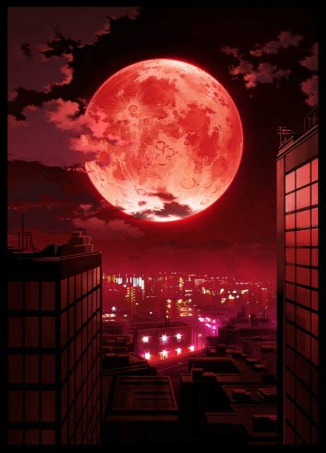 Here We See One Amassing Red Moon Over A City This Is Truly A 5 Stars