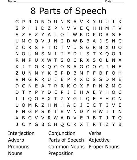 8 Parts Of Speech Word Search Wordmint