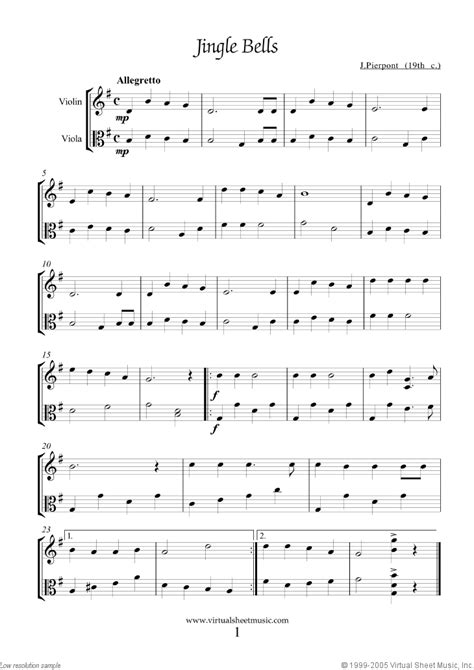 easy violin  viola duets sheet  songs carols