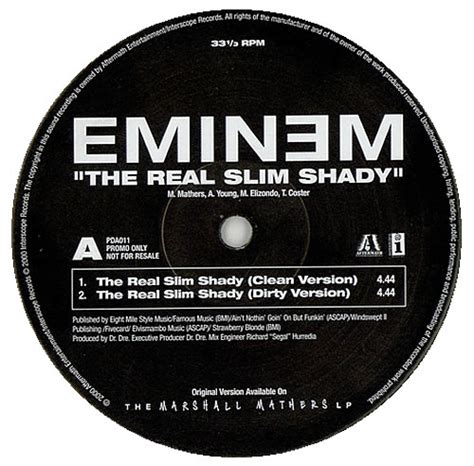 Eminem The Real Slim Shady Uk Promo 12 Vinyl Single 12 Inch Record