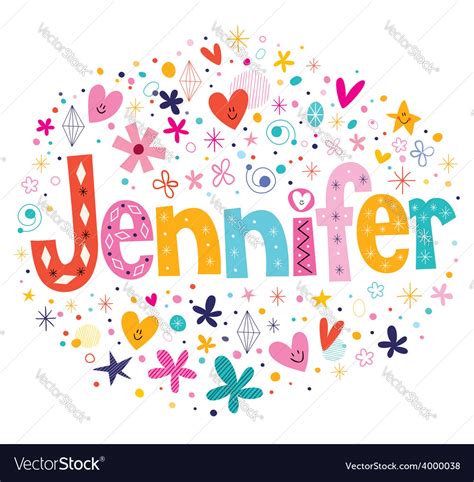 Jennifer Female Name Decorative Lettering Type Vector Image
