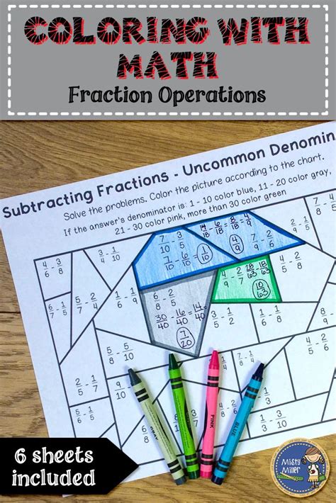 Fraction Operations Color With Math Students Solve Problems By Adding