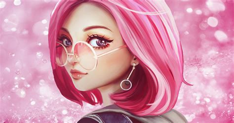 7680x4320 Pink Hair Sun Glasses Fantasy Girl 8k 8k Hd 4k Wallpapers