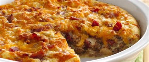 Ground Beef Combines With Bacon To Add A Delicious Flavor To This Easy Cheeseburger Pie