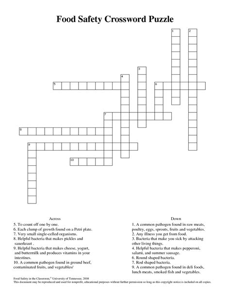 3 Best Images Of Free Printable Safety Crossword Puzzles