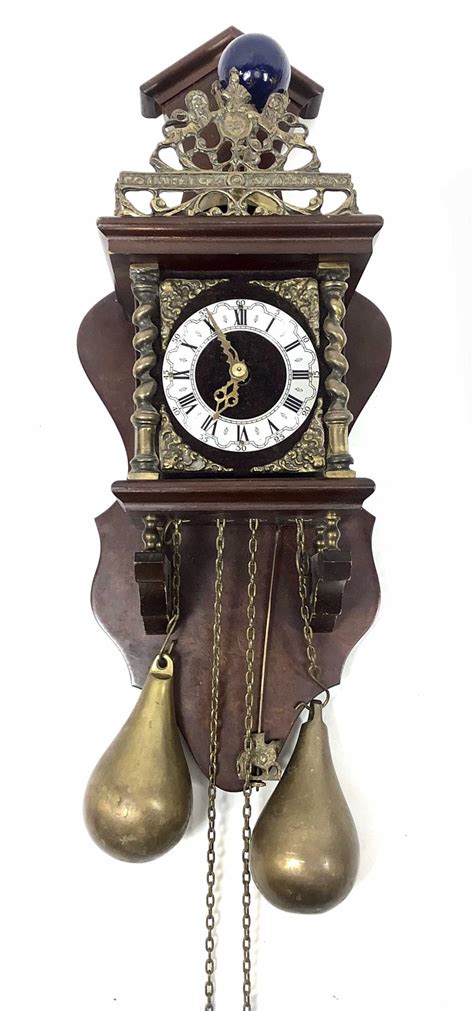 Lot Vintage Dutch Zandam Pear Weight Driven Wall Clock