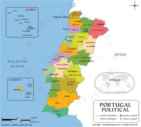 Portugal District Map Portugal Political Map
