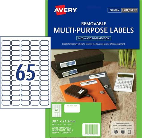 This is an accessible template. Avery 959049 L7651Rev Laser Labels Removable 65 Per Sheet ...