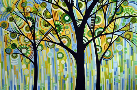 Abstract Modern Tree Landscape Spring Rain By Amy