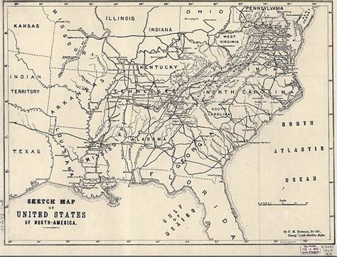 Civil War Maps 1604 Sketch Map Of United States Of North America 1861