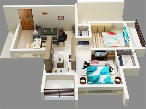 50 Two 2 Bedroom Apartmenthouse Plans Architecture